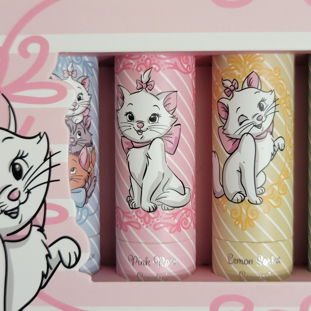 NIB Disney The Aristocats 6 Scented Lip Balms Set Marie Duchess Marie Kitten - Picture 3 of 7